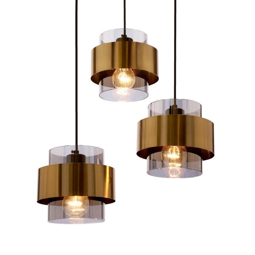 Candelabro suspenso SPIEGA 3xE27/60W/230V dourada/preto