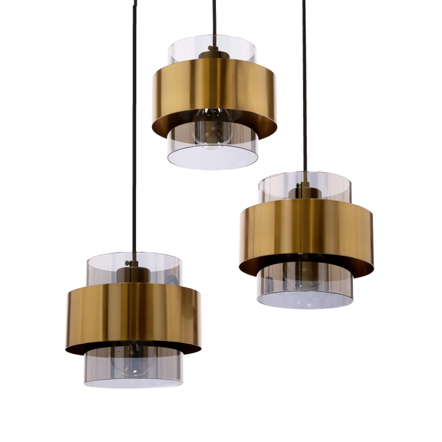 Candelabro suspenso SPIEGA 3xE27/60W/230V dourada/preto