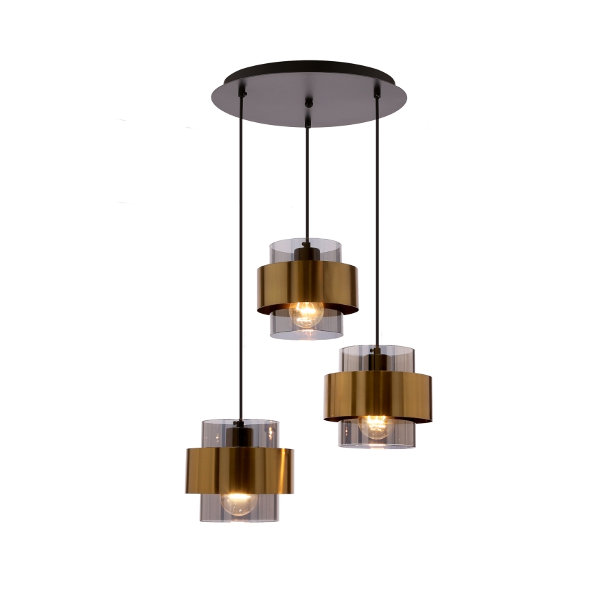 Candelabro suspenso SPIEGA 3xE27/60W/230V dourada/preto