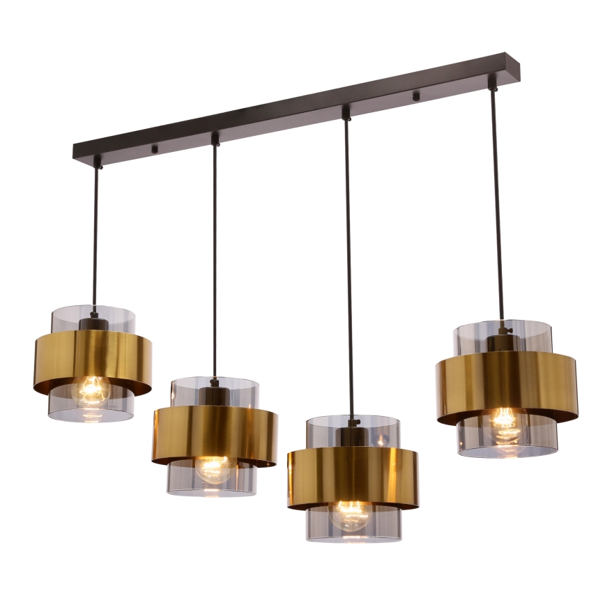 Candelabro suspenso SPIEGA 4xE27/60W/230V dourada/preto
