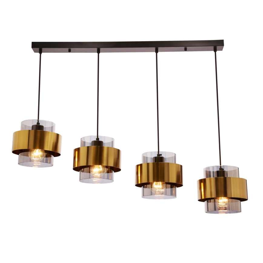 Candelabro suspenso SPIEGA 4xE27/60W/230V dourada/preto