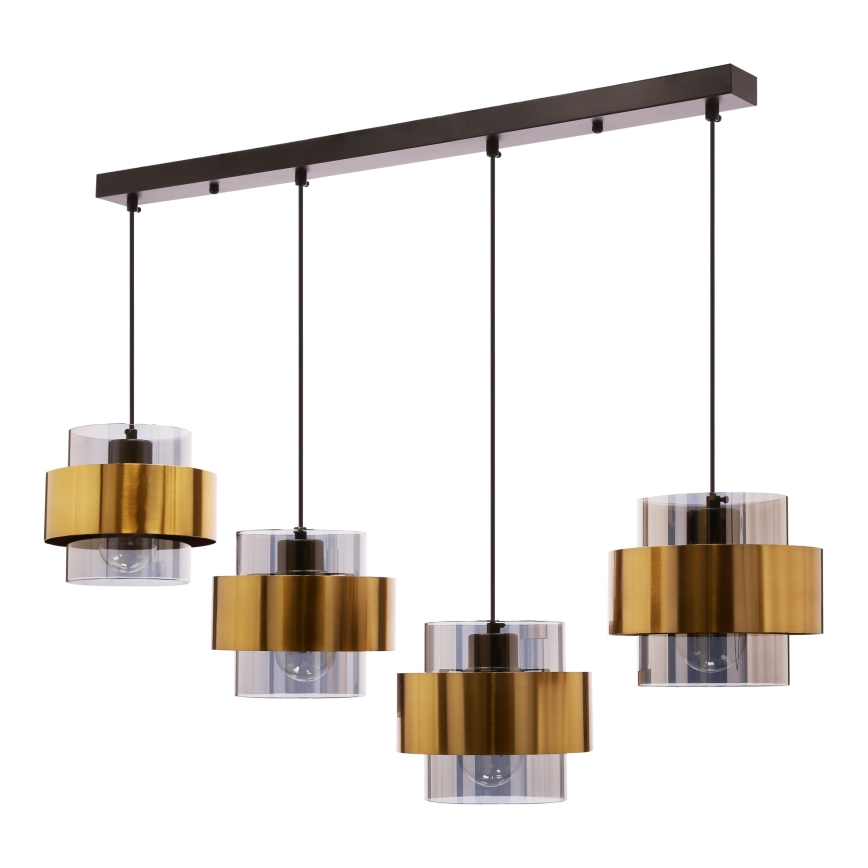 Candelabro suspenso SPIEGA 4xE27/60W/230V dourada/preto
