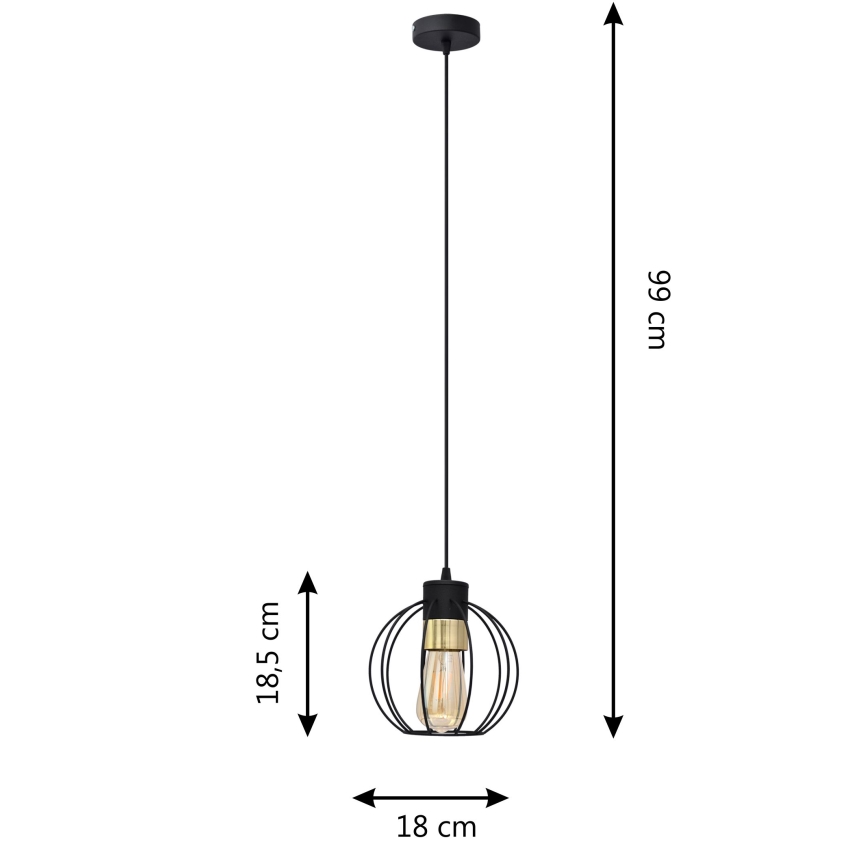 Candelabro suspenso STARLIGHT 1xE27/15W/230V preto/dourado