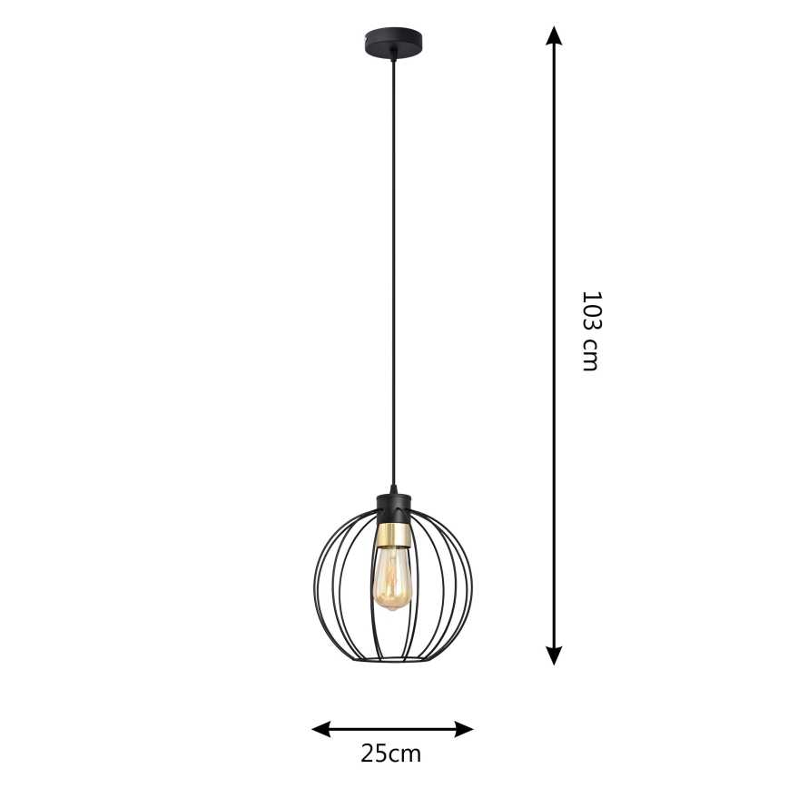 Candelabro suspenso STARLIGHT 1xE27/15W/230V preto/dourado