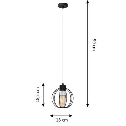 Candelabro suspenso STARLIGHT 1xE27/15W/230V preto/prateado