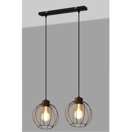Candelabro suspenso STARLIGHT 2xE27/15W/230V preto/dourado