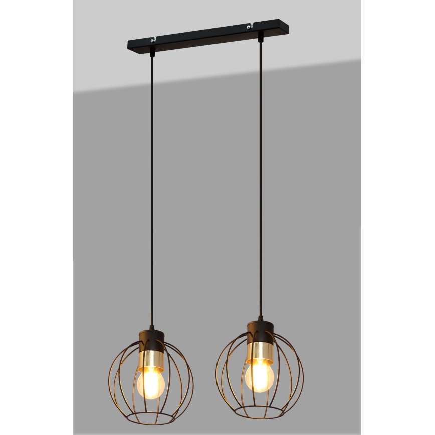 Candelabro suspenso STARLIGHT 2xE27/15W/230V preto/dourado