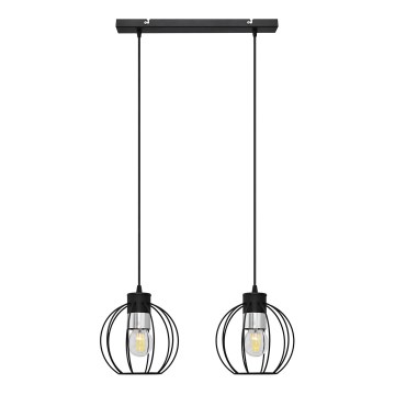 Candelabro suspenso STARLIGHT 2xE27/15W/230V preto/prateado