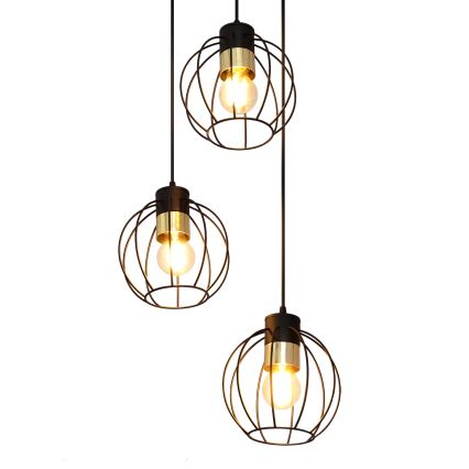 Candelabro suspenso STARLIGHT 3xE27/15W/230V preto/dourado