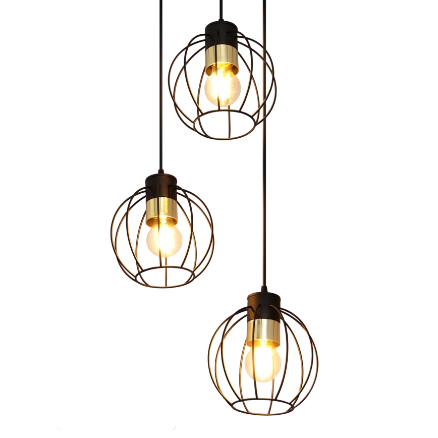 Candelabro suspenso STARLIGHT 3xE27/15W/230V preto/dourado