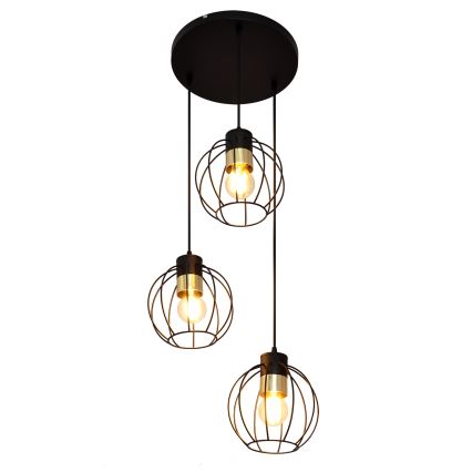 Candelabro suspenso STARLIGHT 3xE27/15W/230V preto/dourado