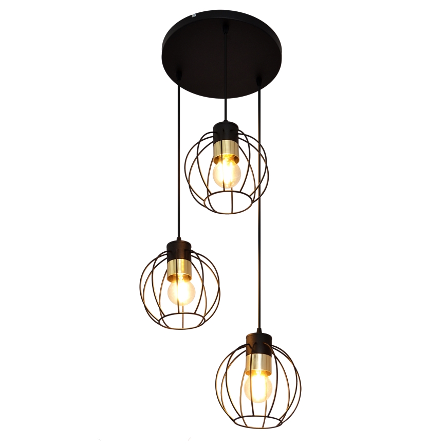 Candelabro suspenso STARLIGHT 3xE27/15W/230V preto/dourado