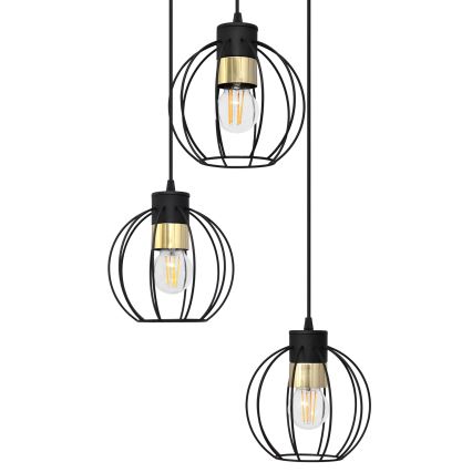 Candelabro suspenso STARLIGHT 3xE27/15W/230V preto/dourado