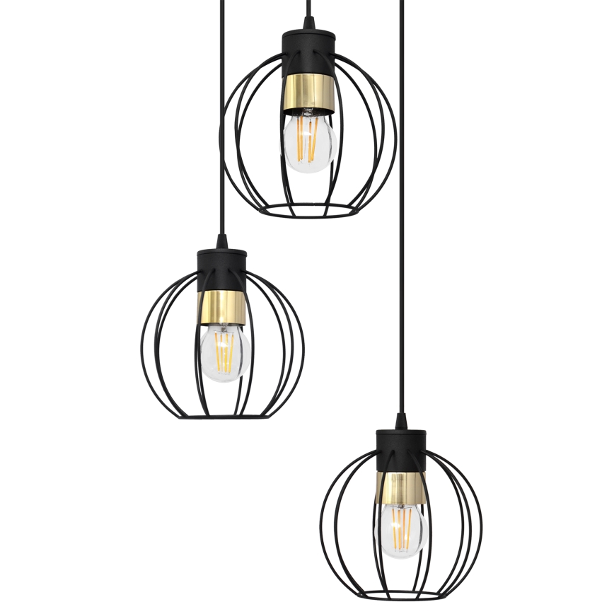 Candelabro suspenso STARLIGHT 3xE27/15W/230V preto/dourado
