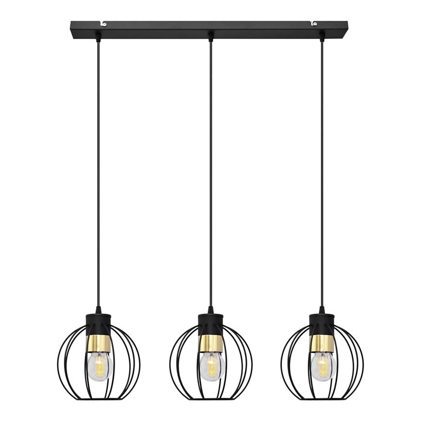 Candelabro suspenso STARLIGHT 3xE27/15W/230V preto/dourado