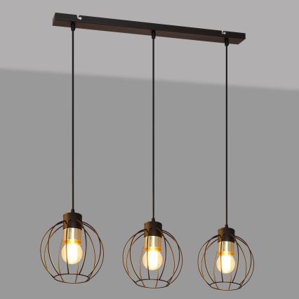 Candelabro suspenso STARLIGHT 3xE27/15W/230V preto/dourado