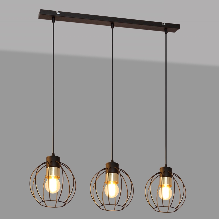 Candelabro suspenso STARLIGHT 3xE27/15W/230V preto/dourado