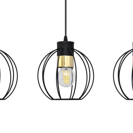 Candelabro suspenso STARLIGHT 3xE27/15W/230V preto/dourado