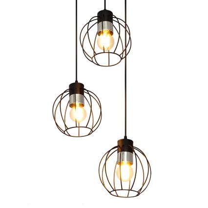 Candelabro suspenso STARLIGHT 3xE27/15W/230V preto/prateado