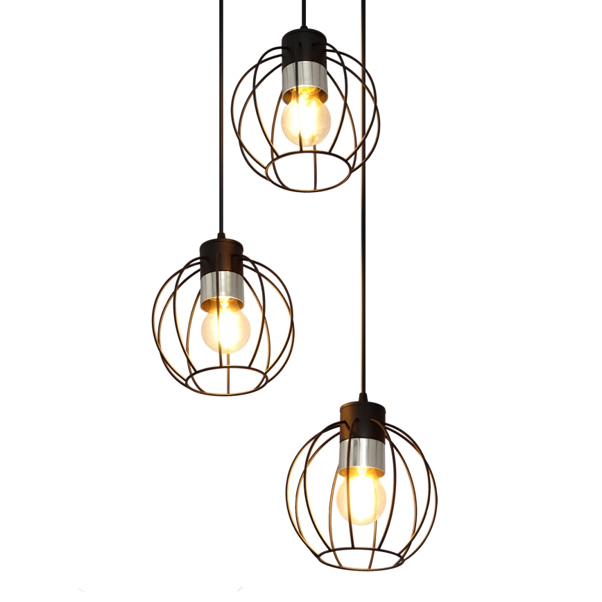 Candelabro suspenso STARLIGHT 3xE27/15W/230V preto/prateado