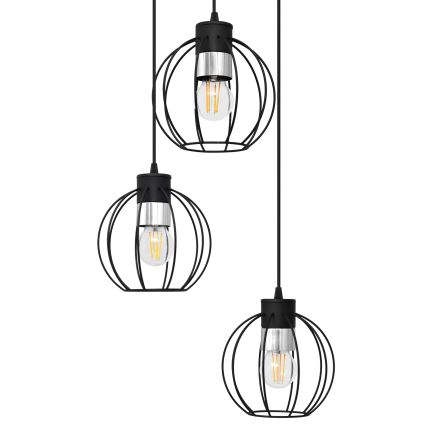 Candelabro suspenso STARLIGHT 3xE27/15W/230V preto/prateado