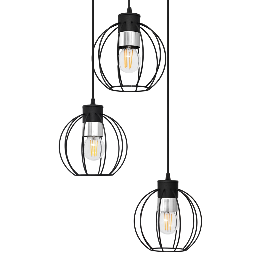 Candelabro suspenso STARLIGHT 3xE27/15W/230V preto/prateado