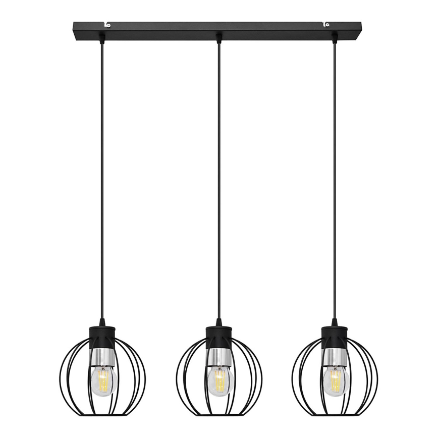 Candelabro suspenso STARLIGHT 3xE27/15W/230V preto/prateado