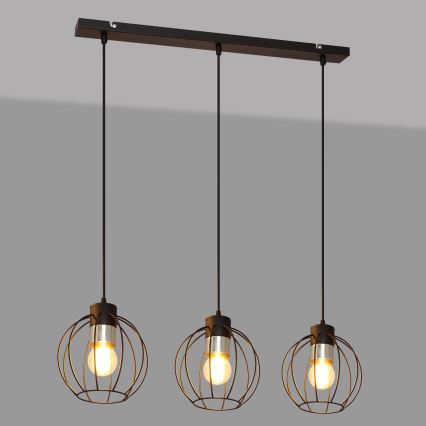 Candelabro suspenso STARLIGHT 3xE27/15W/230V preto/prateado