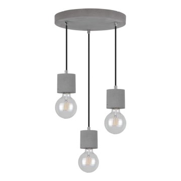 Candelabro suspenso STRONG 3xE27/60W/230V betão - certificado por FSC