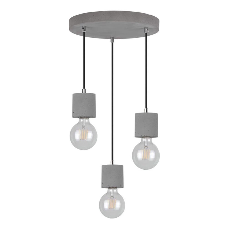 Candelabro suspenso STRONG 3xE27/60W/230V betão - certificado por FSC