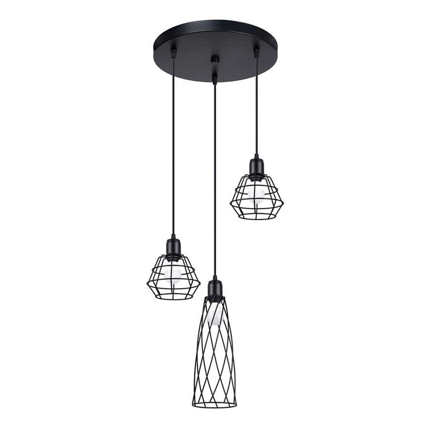 Candelabro suspenso SUBA 3xE27/15W/230V preto