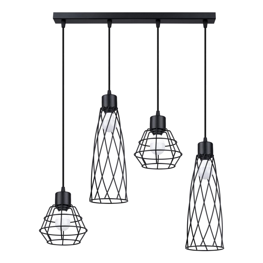 Candelabro suspenso SUBA 4xE27/15W/230V preto