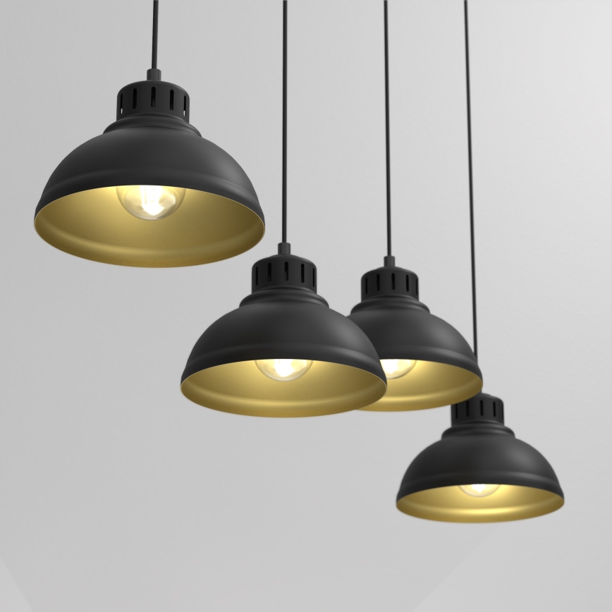 Candelabro suspenso SVEN 4xE27/15W/230V preto/dourado