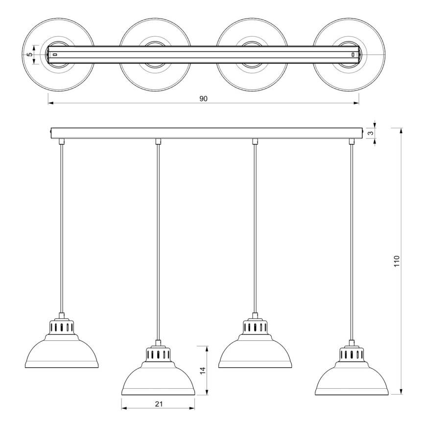 Candelabro suspenso SVEN 4xE27/15W/230V vermelho