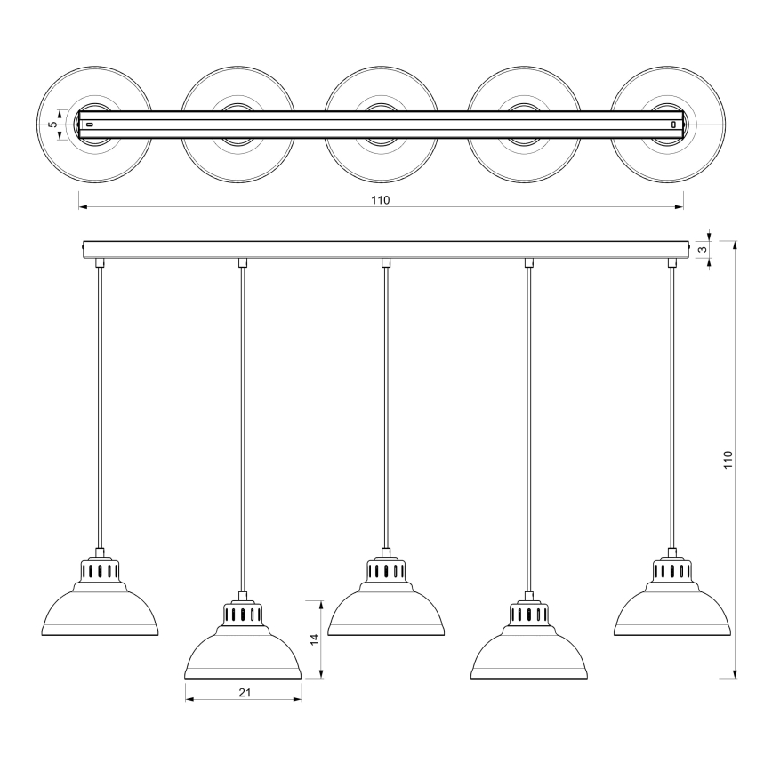 Candelabro suspenso SVEN 5xE27/15W/230V branco