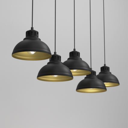 Candelabro suspenso SVEN 5xE27/15W/230V preto/dourado
