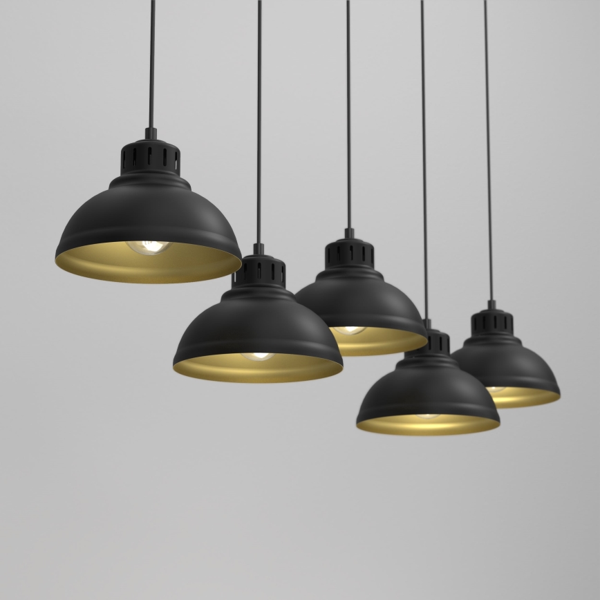 Candelabro suspenso SVEN 5xE27/15W/230V preto/dourado