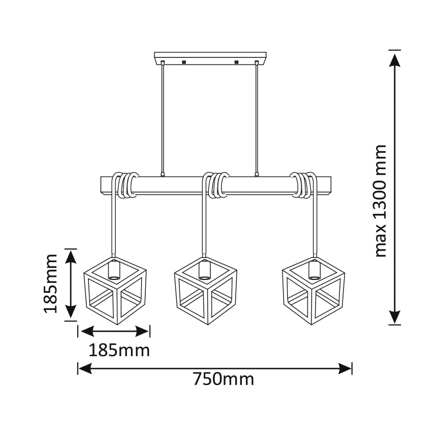Candelabro suspenso SWEDEN 3xE27/20W/230V