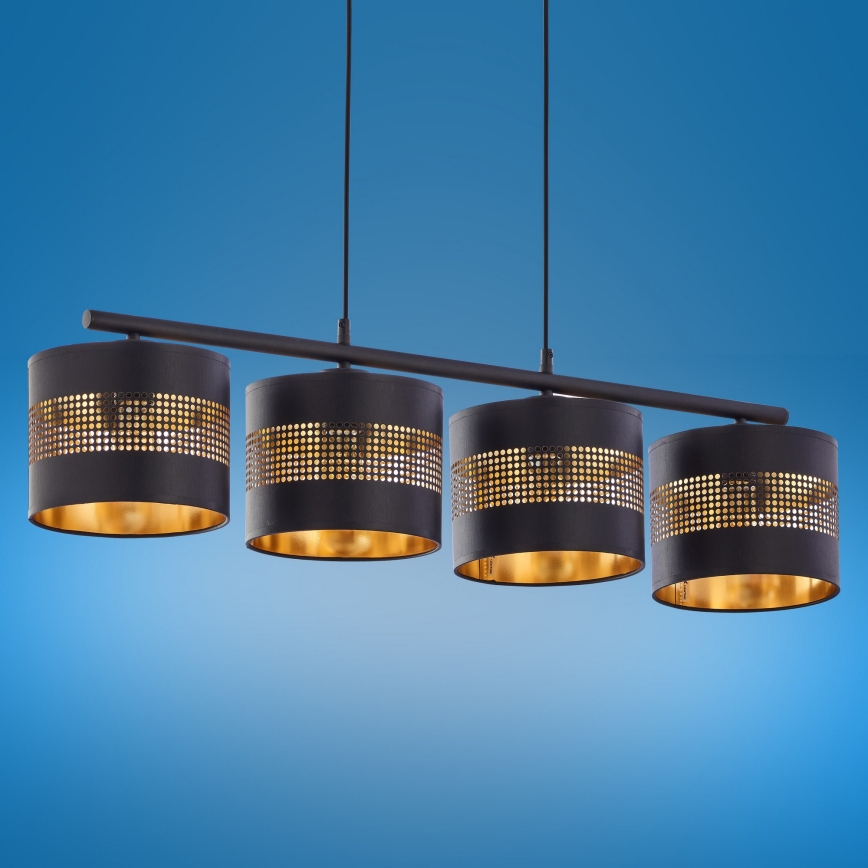 Candelabro suspenso TAGO 4xE27/15W/230V preto/dourado