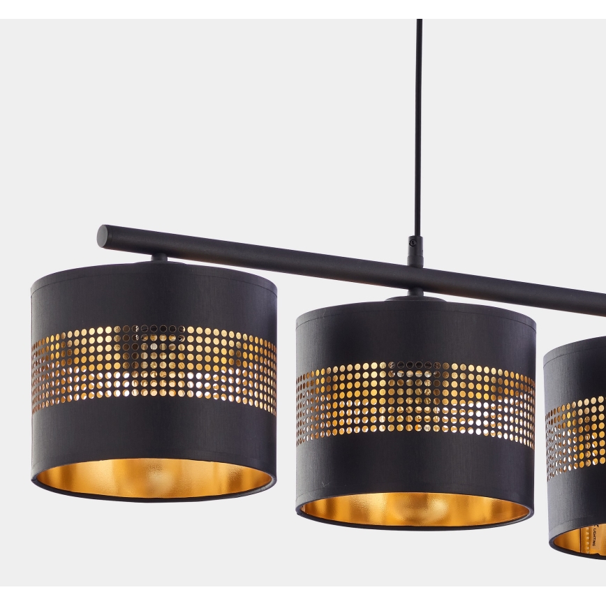 Candelabro suspenso TAGO 4xE27/15W/230V preto/dourado
