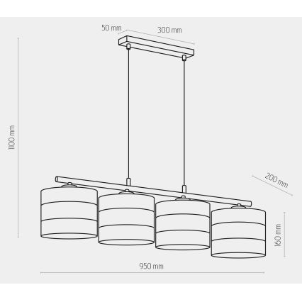 Candelabro suspenso TAGO 4xE27/15W/230V preto/dourado