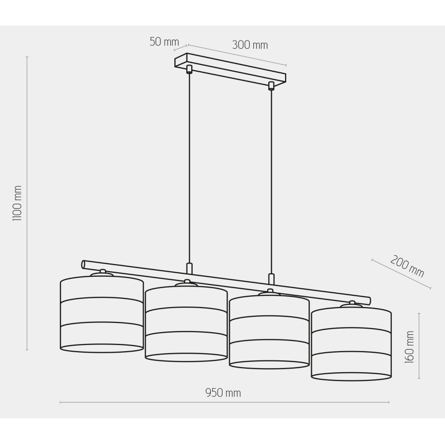 Candelabro suspenso TAGO 4xE27/15W/230V preto/dourado