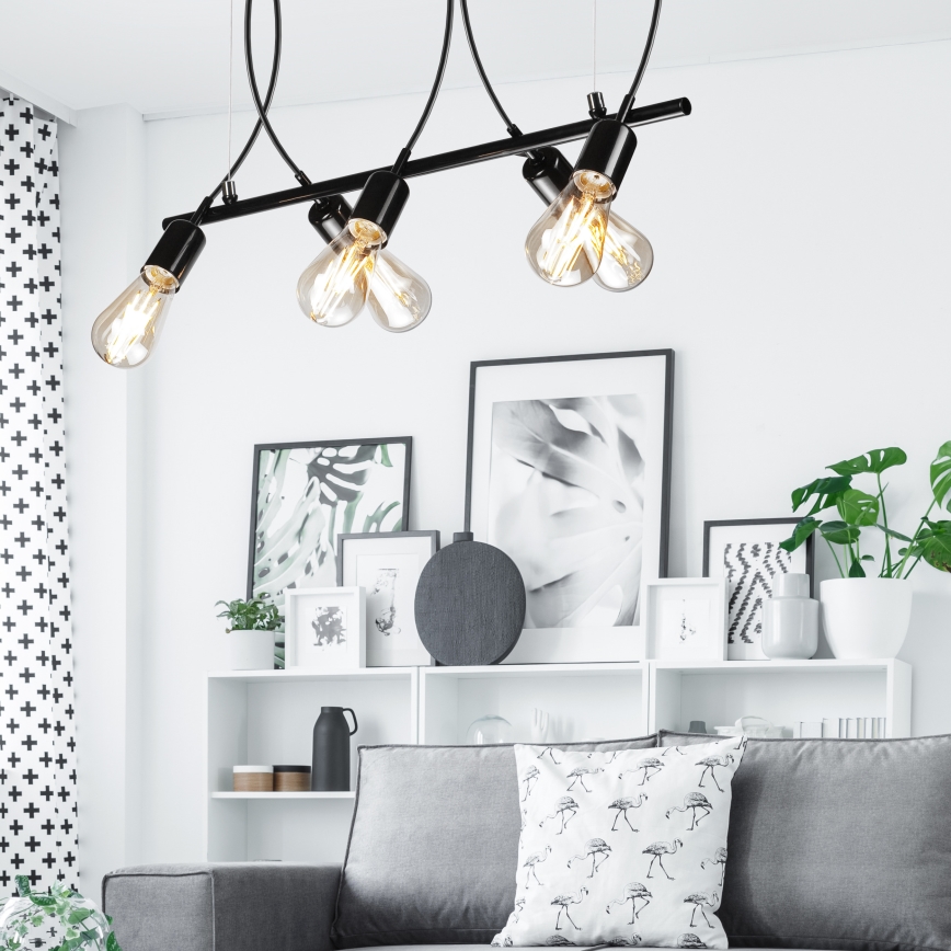 Candelabro suspenso TARO 5xE27/60W/230V preto