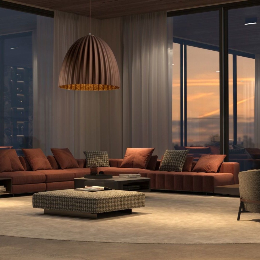 Candelabro suspenso TELMA 1xE27/60W/230V diâmetro 50 cm castanho/dourada