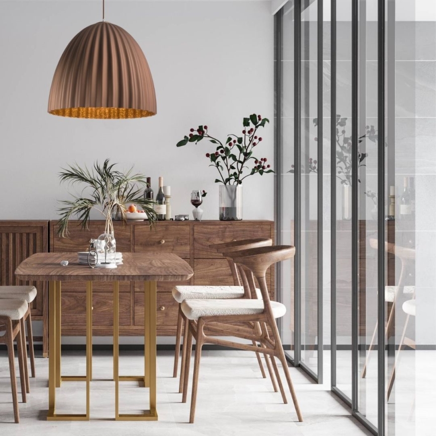 Candelabro suspenso TELMA 1xE27/60W/230V diâmetro 50 cm castanho/dourada