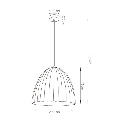 Candelabro suspenso TELMA 1xE27/60W/230V diâmetro 50 cm castanho/dourada