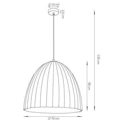 Candelabro suspenso TELMA 1xE27/60W/230V diâmetro 70 cm castanho/dourada
