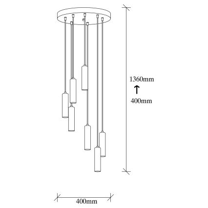 Candelabro suspenso TEMPO 7xE27/40W/230V
