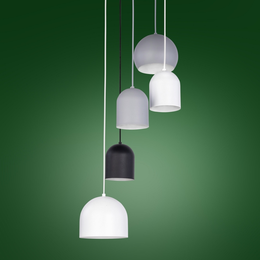 Candelabro suspenso TEMPRE 5xE27/15W/230V branco/cinzento/preto