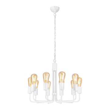 Candelabro suspenso TIFFANY 10xE27/60W/230V branco